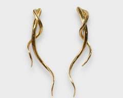 Fine 14K Yellow Gold Michael Sugarman Modernist Pierced Dangle Earrings
