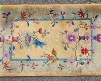 Vintage Art Deco Small Wool Hand knotted Area Rug
