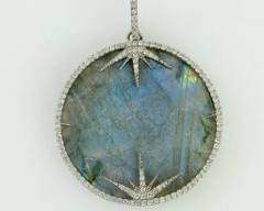 17 Grams Fine Sheryl Lowe Sterling Silver Labradorite & Diamond Statement Pendant
