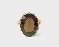 Fine 10K Yellow Gold Smoky Topaz Ring Size 6.75

