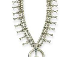 307 Grams Fine Native American Pawn Silver Squash Blossom 28 Inch Necklace
