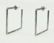 13.3 Grams Fine Sheryl Lowe 14K White Gold Diamond 1.5 Inch Square Hoop Earrings
