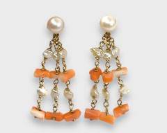 14k corral pearl earrings
