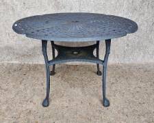 Vintage painted basketweave aluminum dining table garden patio matching lot 635
