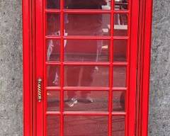 20th Century Telephone Booth Display Cabinet Bar Cabinet Lighted Glass Shelves
