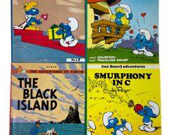 Vintage Smurf Adventure Comic Books and Herges The Adventures of Tintin The Black Island Comic Book
