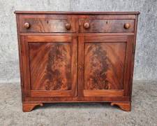 Antique Flame Mahogany 2 Drawer 2 Door Cabinet
