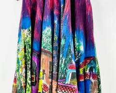 Bohemian Bo Ho Hippie Abstract Cityscape Wrap Skirt with Adjustable Waist, Size: One Size Fits All
