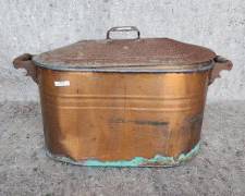 antique Copper Lidded Broiler Tub
