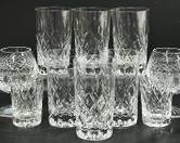 Fine Royal Brierley Cut Crystal Tumbler Glasses, Pair Of Two Crystal Brandy Glasses, and Two Crystal Salt and Pepper Shakers
