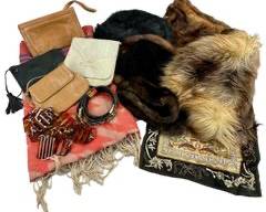 Small Pouches and Fur Pieces DONNA SALYERS FABULOUS FURS Acrylic Shawl.NEWTONS FUR SALON Real Fur ShawlASIAN Tapestry, and More!
