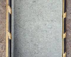 Vintage Gilt & Black Lacquer Wall Mirror Hollywood Regency Style
