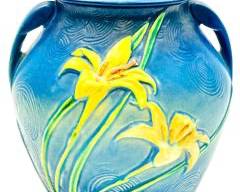 Vintage ROSEVILLE Zephyr Lily blue 1946 Mid Century Modern Art Pottery Cookie Jar 5-8
