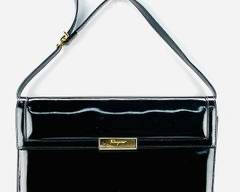 Vintage Authentic Salvatore Ferragamo Black Handbag/Shoulder Bag W/ Gold Hardware
