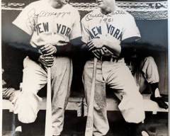 Joe Dimaggio and Mickey Mantle Signed New York Yankees Photograph MLB Baseball
