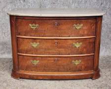 Antique 3 Drawer Marble Top Chest of Drawers Bow Front

