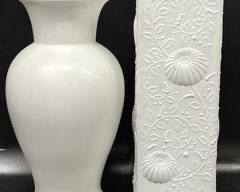 Fine Kaiser Porcelain Embossed Floral 548 Vase White Matt Square Shaped and Kaiser White Goebel Vase
