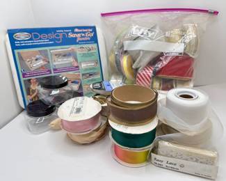 Crafting Supplies: Bead Buddy Bead Organizer, Many Rolls Of Ribbon & 3 Plastic Jars With Lids
Lot #: 111