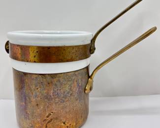 Copper Made In France Double Boiler With Apilco Porcelain Insert, Tin Lined, No Lid
Lot #: 32