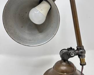 Arts & Craft Circa 1905 Hubbell Lamp With Green Shade & Industrial Articulating Telescoping Arm
Lot #: 60