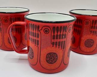 3 Mid-Century Modern Arabia Finland Kaj Franck Lintu Bird Enamel Mugs
Lot #: 13