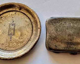 Vintage Sterling Silver Small Plate From International Silver & Sterling Pill Box With Loop For Chain
Lot #: 87