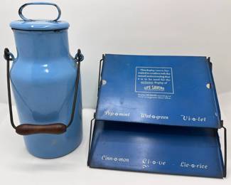 Vintage Store Display Stand For Life Savers Candy & Vintage Lidded Milk Jug With Wood Handle
Lot #: 66