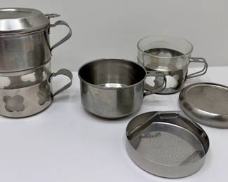 2 Duralex France Metal & Glass Individual Tea Pots With Strainers
Lot #: 136