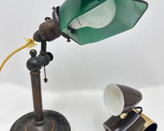 Antique Banker's Lamp & Mid-Century Modern Small Tensor Lamp With Clip
Lot #: 59