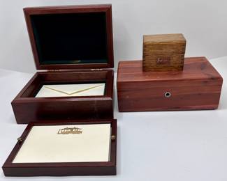 3 Wood Boxes: Lane Cedar Box, Crain's Stationery & Small Weis Tiger Oak Card Box
Lot #: 167