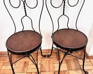 Pair Antique Ice Cream Parlor Cast Iron Chairs With Wood Bottoms
Lot #: 2