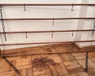 Handmade Copper Pot Rack With Copper Hooks Made From Pipes
Lot #: 39