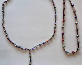 Vintage Italian Millefiori Beaded Necklace & Rosary On Sterling Silver Chains
Lot #: 146