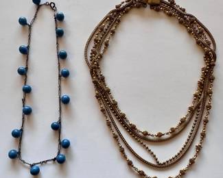 Vintage Pierre Lorion Sylvia Karels Multi-strand Necklace & Blue Beaded Necklace
Lot #: 145