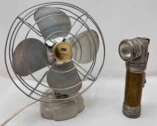 Vintage Small Gambles Coronado Desk Fan & Metal Eveready Flashlight
Lot #: 125