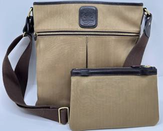 Vintage Ghurka Crossbody Guide Herringbone Twill Messenger Bag With Matching Key Chain Zippered Pouch
Lot #: 10