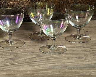 4 Mother of pearl iridescent cordial glass
