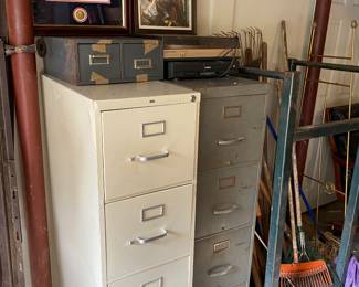 Filing cabinets.