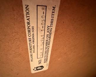 #5  (View 2) Pulaski Furniture Carved Wood Display Cabinet with 2 glass doors & 1 shelf with plate rack, lighted   35.5x13Dx31T  $125.00    #6  (View 2) Mirror Carved Heavy Beveled Mirror - 27x48  $100.00 
