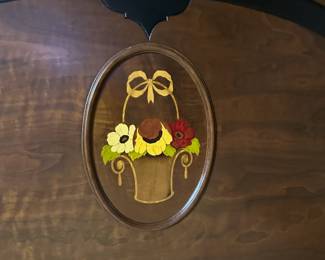 #25  (View 2) Antique Full Size Bed with hand-painted Basket of Flowers - Bed on Wheels  $125.00 