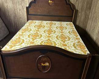 #25  Antique Full Size Bed with hand-painted Basket of Flowers - Bed on Wheels  $125.00 
