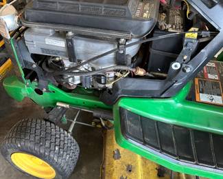 #35  (View 3) John Deere GS345 Riding Mower, missing top, seat cracked but runs great  $1,200.00