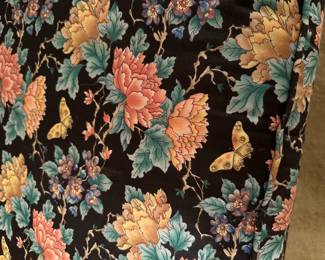 #3  (View 2) Black Asian Floral Sofa (good condition, comfortable) 7ft long with solid back  $75.00 