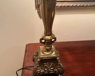 #7  (View 2) Carved Brass Base Tall Buffet Lamp - 33in T  $75.00