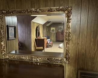 #30  Gold Carved Plastic Frame with beveled Glass Mirror - 48x35  $75.00 
