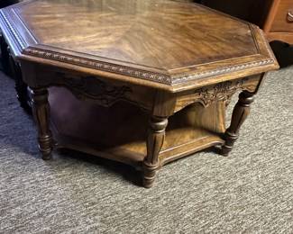 #31  Wood Octagonal Coffee Table with bottom shelf (as is finish) - 38x16T  $50.00 
