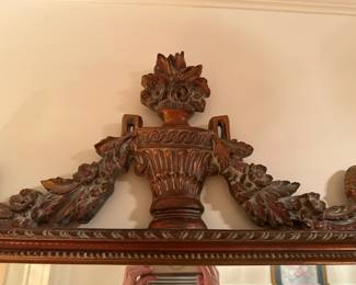 #5  (View 4) Pulaski Furniture Carved Wood Display Cabinet with 2 glass doors & 1 shelf with plate rack, lighted   35.5x13Dx31T  $125.00    #6  (View 4) Mirror Carved Heavy Beveled Mirror - 27x48  $100.00 