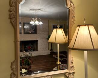 #12  (View 3) Heavy Carved White Resin Base with Round Glass Top Table - 30round x 48  $75.00    #13  (View 3) Heavy Bras Base Buffet Lamp 36in Tall  $75.00