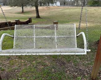 #36  White wrought iron Swing - Needs pressure washing - 50.5"L	 $75.00