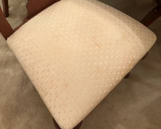 #1  (View 3) American Drew Table with 2 leaves (leaves in as in condition) with 6 chairs (chair seats fabric as is - easily recovered)  65-93x41x29  $275.00